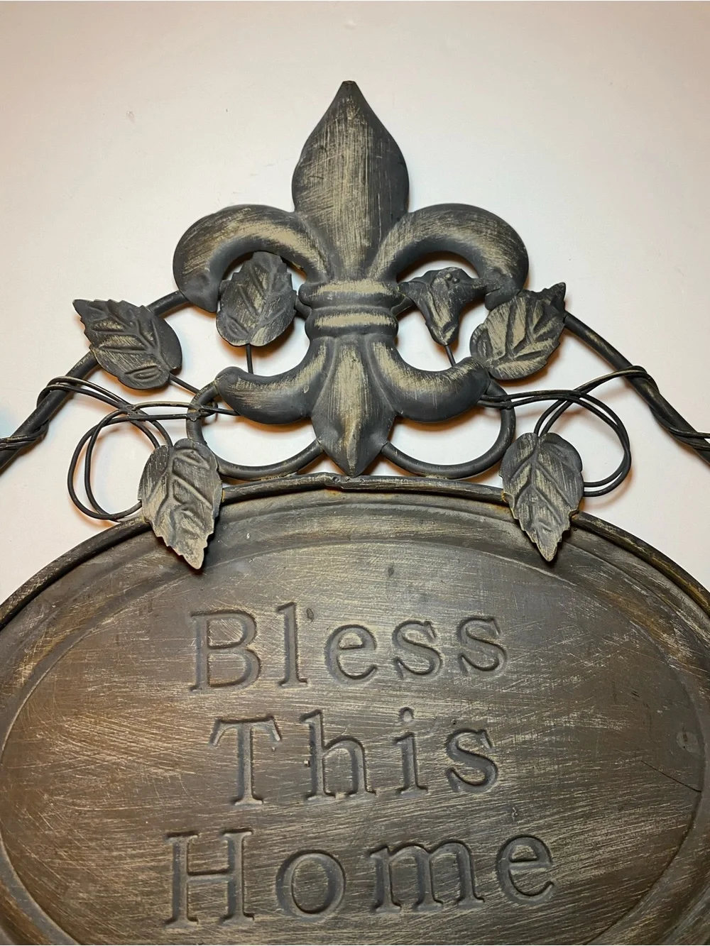 Bless This Home Wall Plaque - Black, gray and brown tent. 14.5x14.5